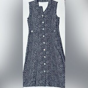 R&K Originals Vintage Long Lightweight Button Polka Dot Dress Womens 6 Excellent